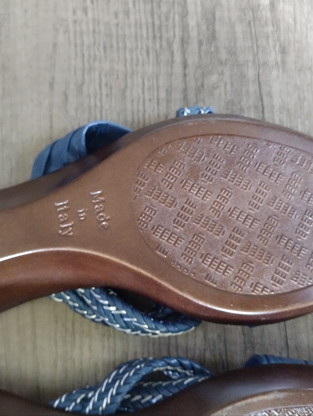 Italian Shoemakers wedge sandals Dark Teal Leather 6.5M - Picture 6 of 6